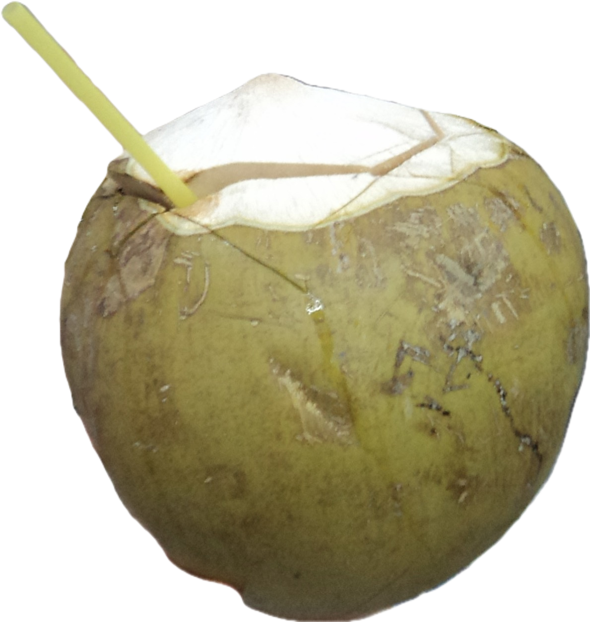 Fresh coconut with straw